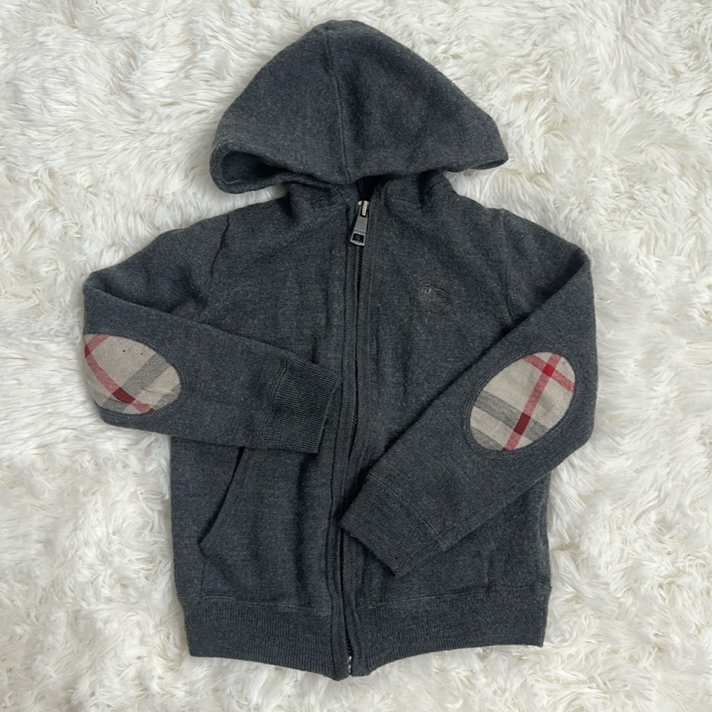 Burberry Kids Hooded Full Zip Sweater - size 6Y